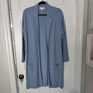 Nine West Dusty Blue Open-Front Duster Cardigan